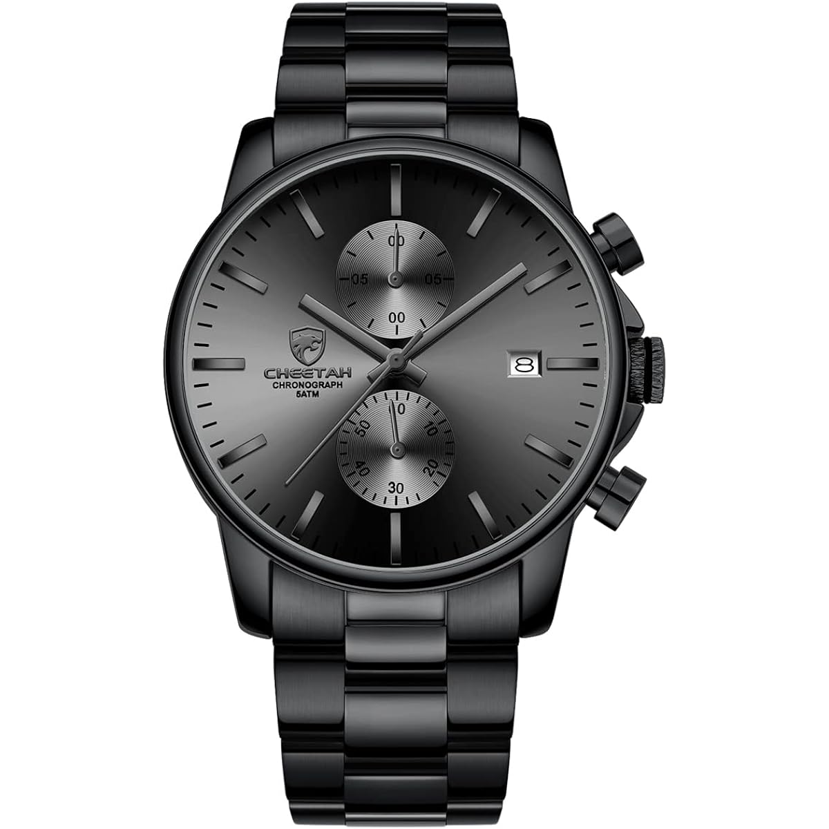 Golden Hour Fashion Business Mens Watches With Stainless Steel Waterproof Chronograph Quartz Watch For Men, Auto Date