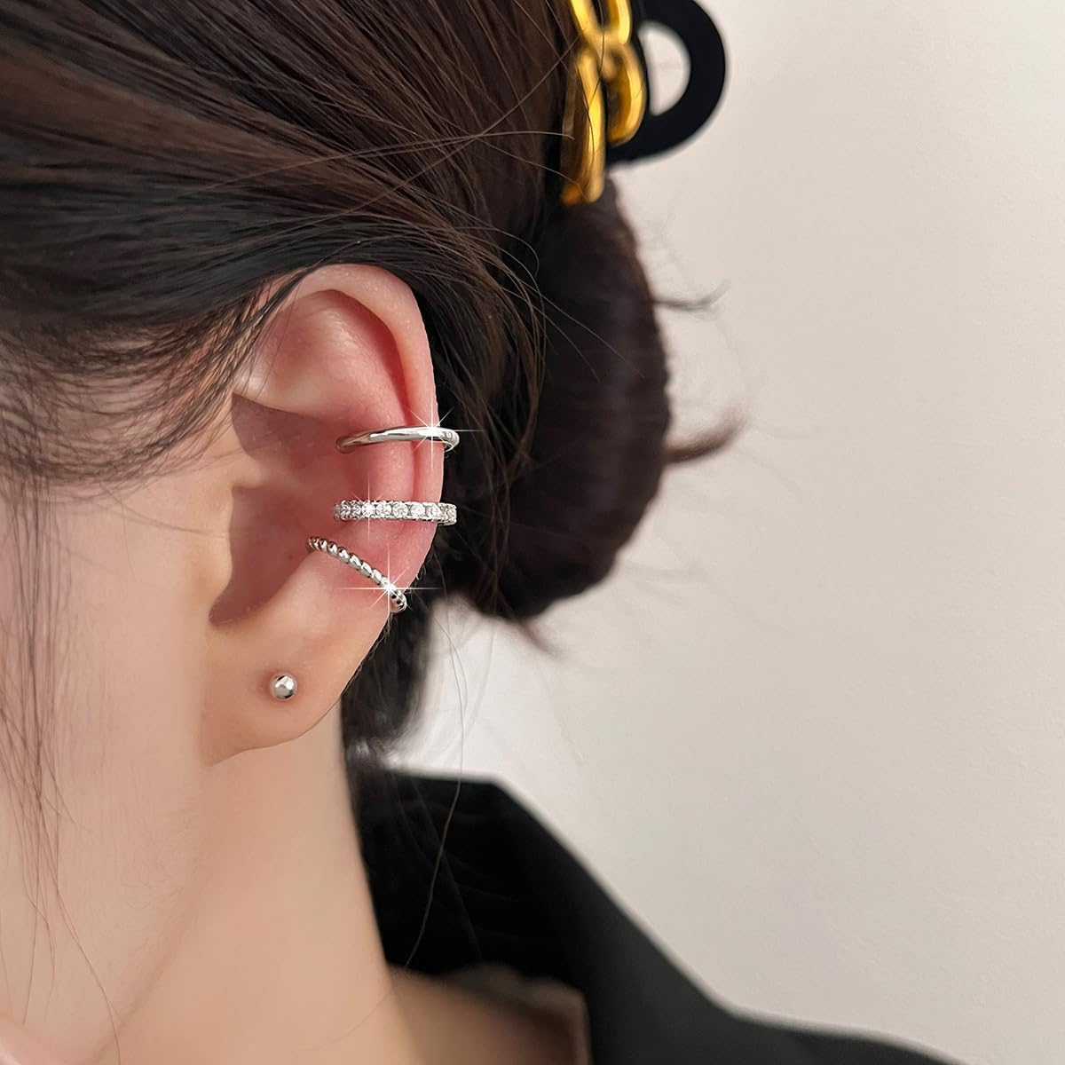 3Pcs Ear Cuffs Non Piercings Gifts for Girls Women, Teen Gifts Trendy Stuff Gold Silver Clip On Cuff Earrings Set Jewelry