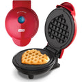 Dash Mini Waffle Maker- Mini Machine For Creative Homemade Treats - Nonstick Iron With Unique Print Design - Stylish Waffle Machine - Red Heart