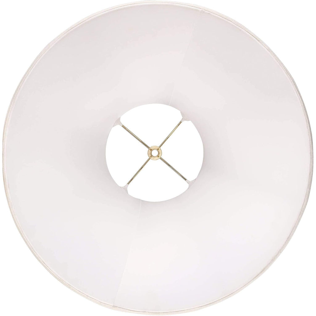 Off-White Shantung Large Lamp Shade 7" Top X 18" Bottom X 10.5" High X 12" Slant (Spider) Replacement With Harp And Finial