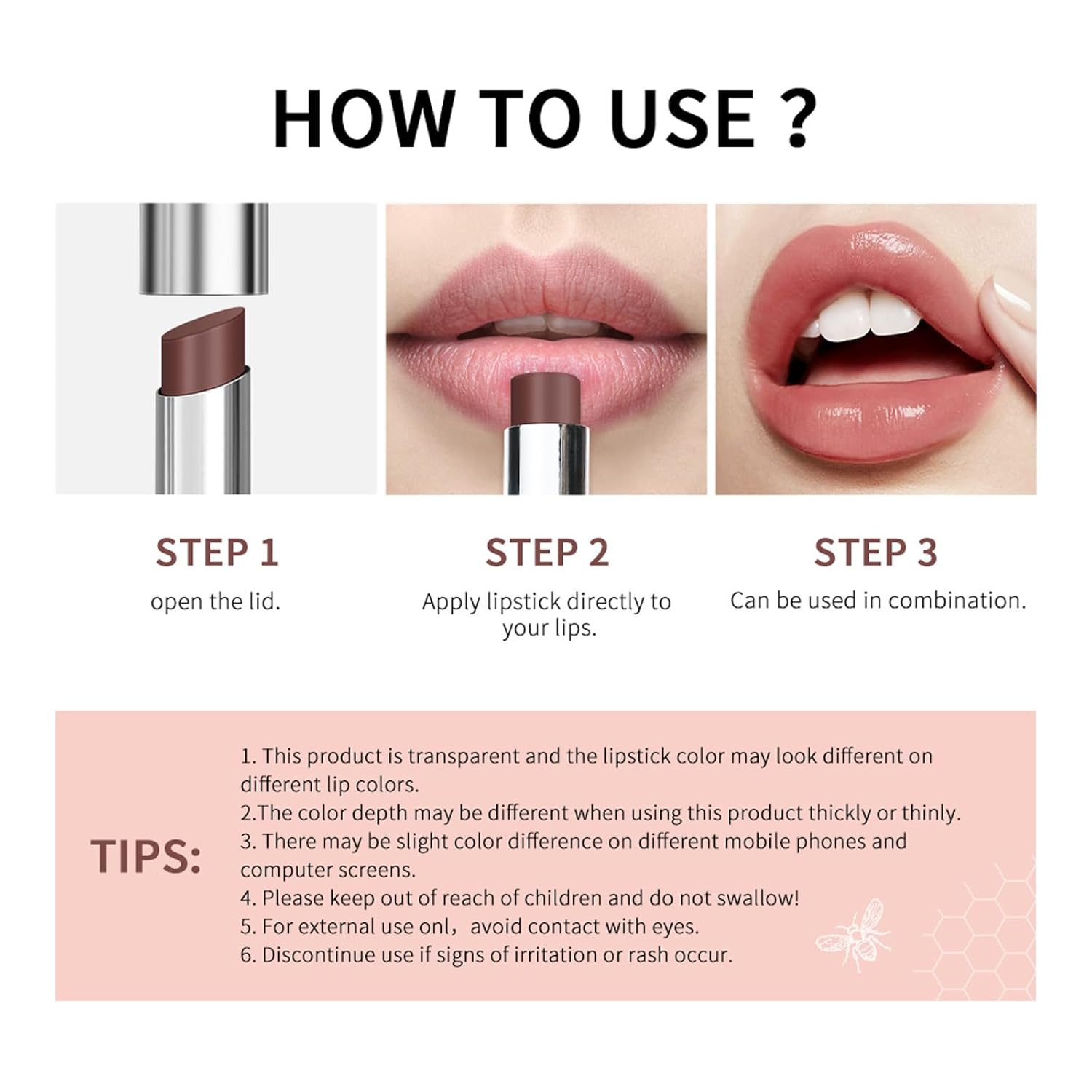 BAISEN DIARY Honey Lipstick Tinted Lip Balm - Sheer Hydrating Lipstick for All Skin Tones - Moisturizing Lip Color, Nourishing Lip Balm with a Hint of Natural Black Cherry Tint (Nude Honey)