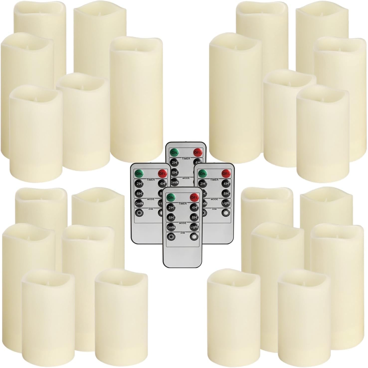 Yoroxrg Set Of 24 Waterproof Outdoor Flameless Candles, Led Candles With 4 Remote And Timer,(H 4" 5" 6" X D 2.2"),For Halloween Wedding Festiv
