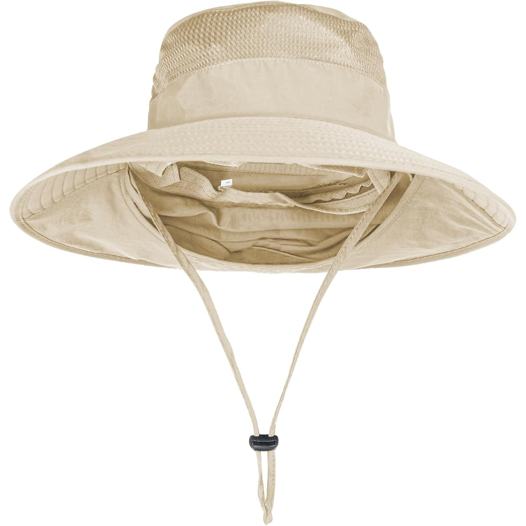 Sun Hats for Men Women Fishing Hat UPF 50+ Breathable Wide Brim Bucket Hats Summer UV Protection Safari Hat with Neck Flap