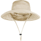 Sun Hats for Men Women Fishing Hat UPF 50+ Breathable Wide Brim Bucket Hats Summer UV Protection Safari Hat with Neck Flap