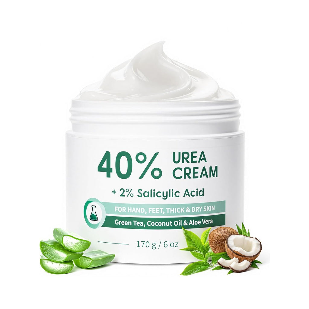 40% Urea Cream for Feet Maximum Strength, Foot Cream for Dry Cracked Heels, Callus Remover with 2% Salicylic Acid, Moisturizer for Hands Elbows Knees Rough Skin