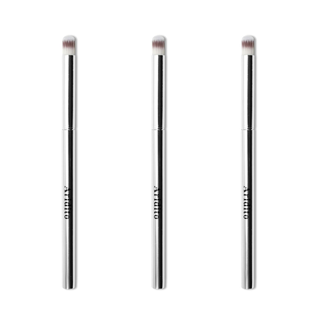 3PCS Nail Art Gradient Brushes - Silver Metal Handle, Soft Firm Bristles for Chrome/Mica Powder, Aura Nails & Eyelid Blending, No Shedding, Easy to Clean DIY Tool