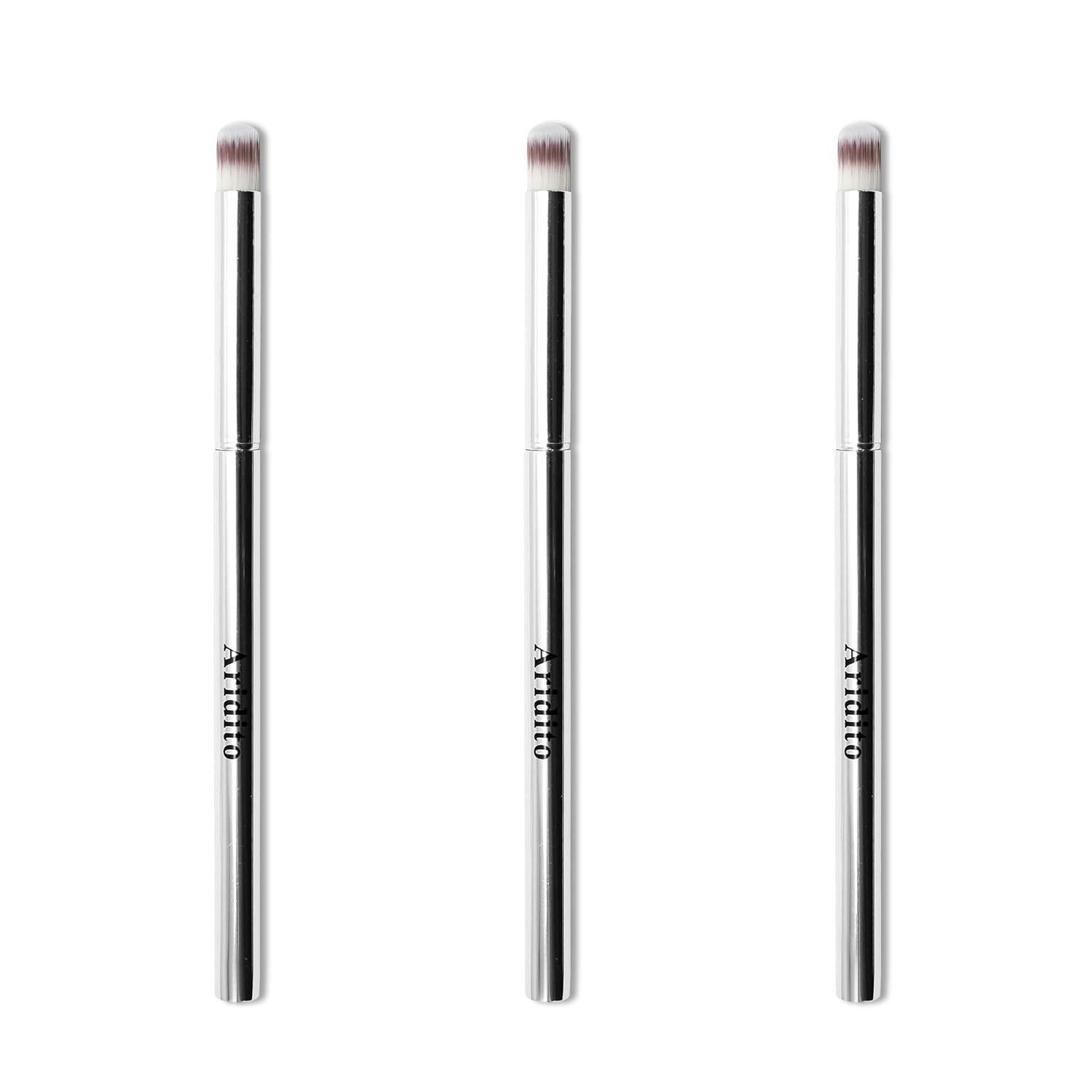 3PCS Nail Art Gradient Brushes - Silver Metal Handle, Soft Firm Bristles for Chrome/Mica Powder, Aura Nails & Eyelid Blending, No Shedding, Easy to Clean DIY Tool