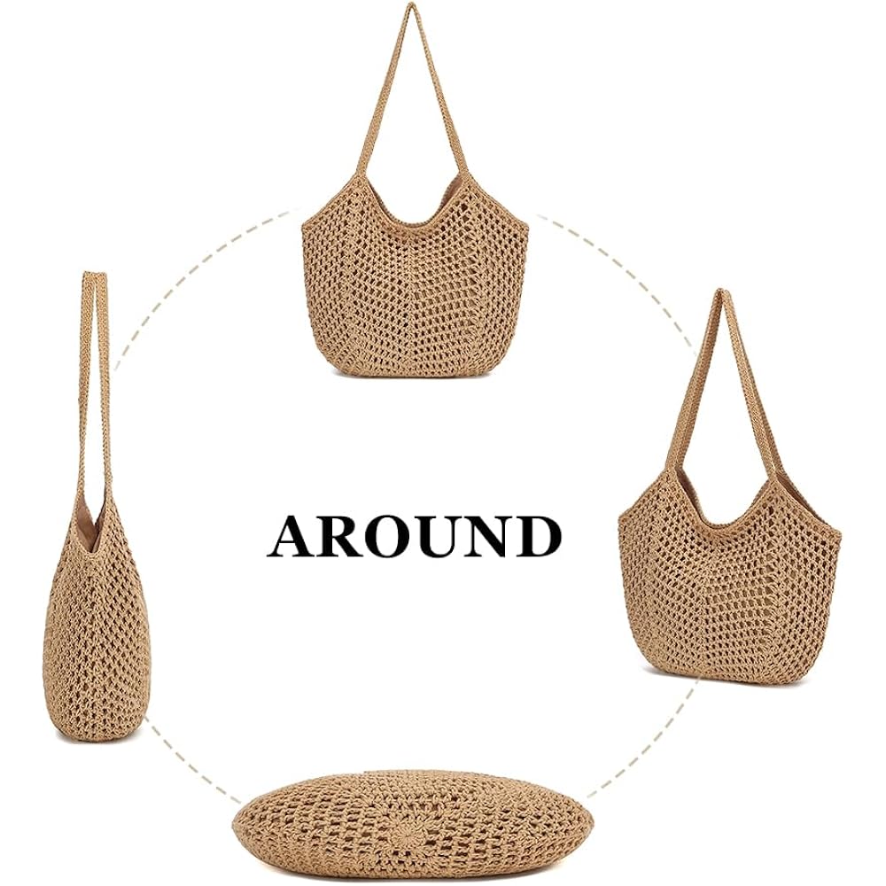 Bycobecy Crochet Tote Bag For Women Soft Summer Purse Beach Tote Bag Cute Handbag For Vacation, Work & Pool