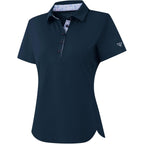 M Maelreg 5-Button Polo Shirts For Women Stretch Dry Fit Performance Lightweight Contrast Collared Golf Shirts Short Sleeve