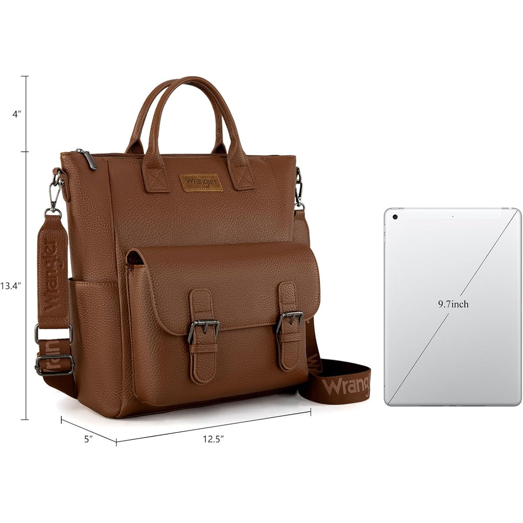 Montana West Wrangler Womens Convertible Backpack Purse Anti-Theft Brown Backpack With Adjustable Crossbody Shoulder Strap For Work Travel Wg175-9110Br