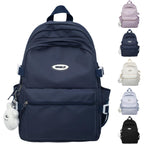 Vttdb Kawaii Backpack With Cute Accessories Casual Aesthetic Daypack Simple Laptop Bag Waterproof Travel Rucksack For Women (Dark Blue)
