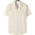Jogal Mens Guayabera Shirts Cuban Short Sleeve Casual Button Down Beach Shirt
