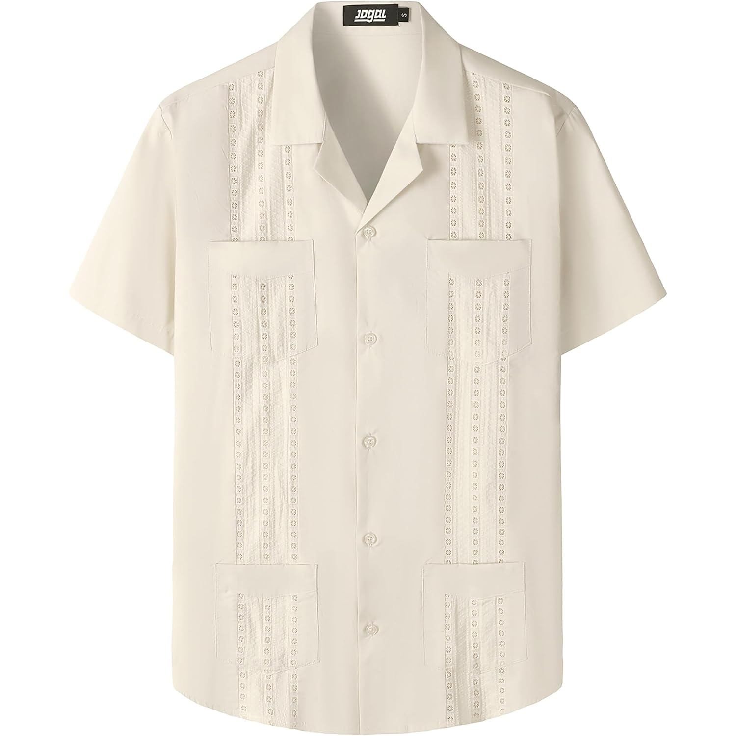 Jogal Mens Guayabera Shirts Cuban Short Sleeve Casual Button Down Beach Shirt