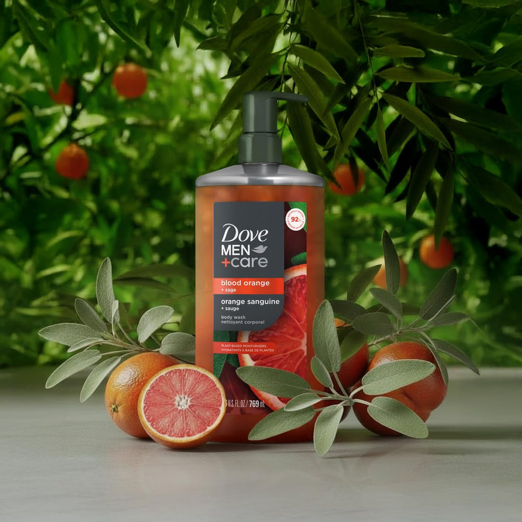 Dove Men Blood Orange + Sage Moisturizing Body Wash | #1 Dermatologist Body Wash For Men, Sulfate Free, Paraben Free, & Dye Free | 26Oz