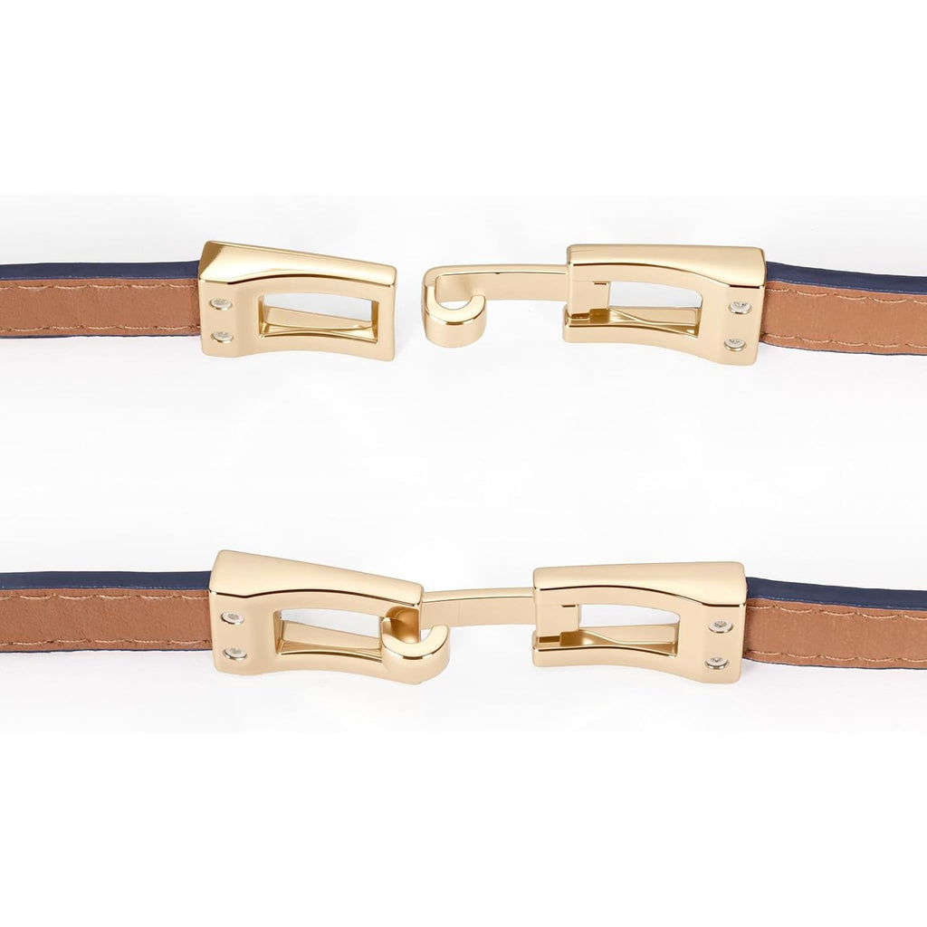 XZQTIVE Women's Thin Leather Belt – Adjustable Casual Office Belt for Dresses Jeans Pants – Gold Buckle, Multi-Color