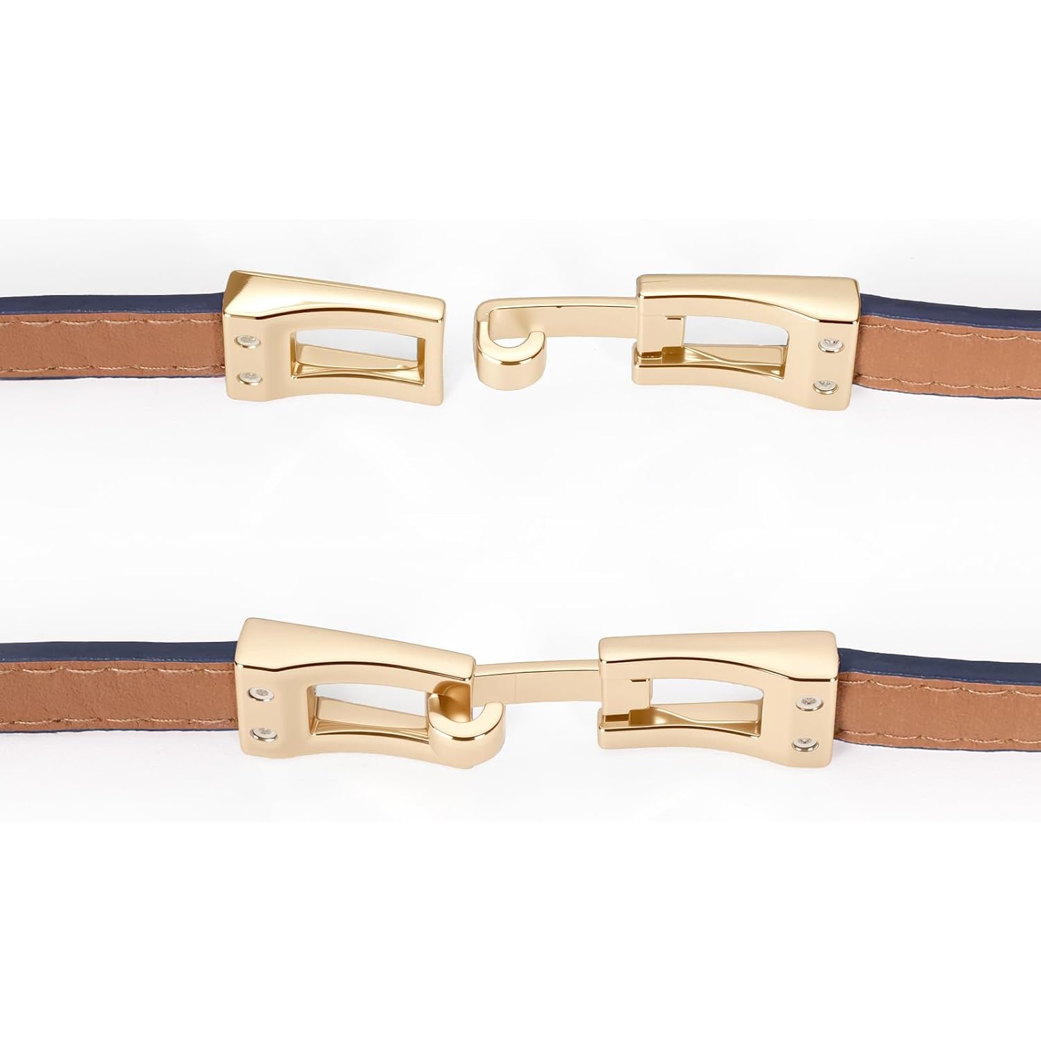 XZQTIVE Women's Thin Leather Belt – Adjustable Casual Office Belt for Dresses Jeans Pants – Gold Buckle, Multi-Color