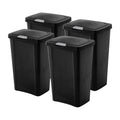 Sterilite 4 Pack Kitchen Trash Can - 13 Gallon Touchtop Wastebasket With Titanium Latch, Black