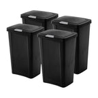 Sterilite 4 Pack Kitchen Trash Can - 13 Gallon Touchtop Wastebasket With Titanium Latch, Black
