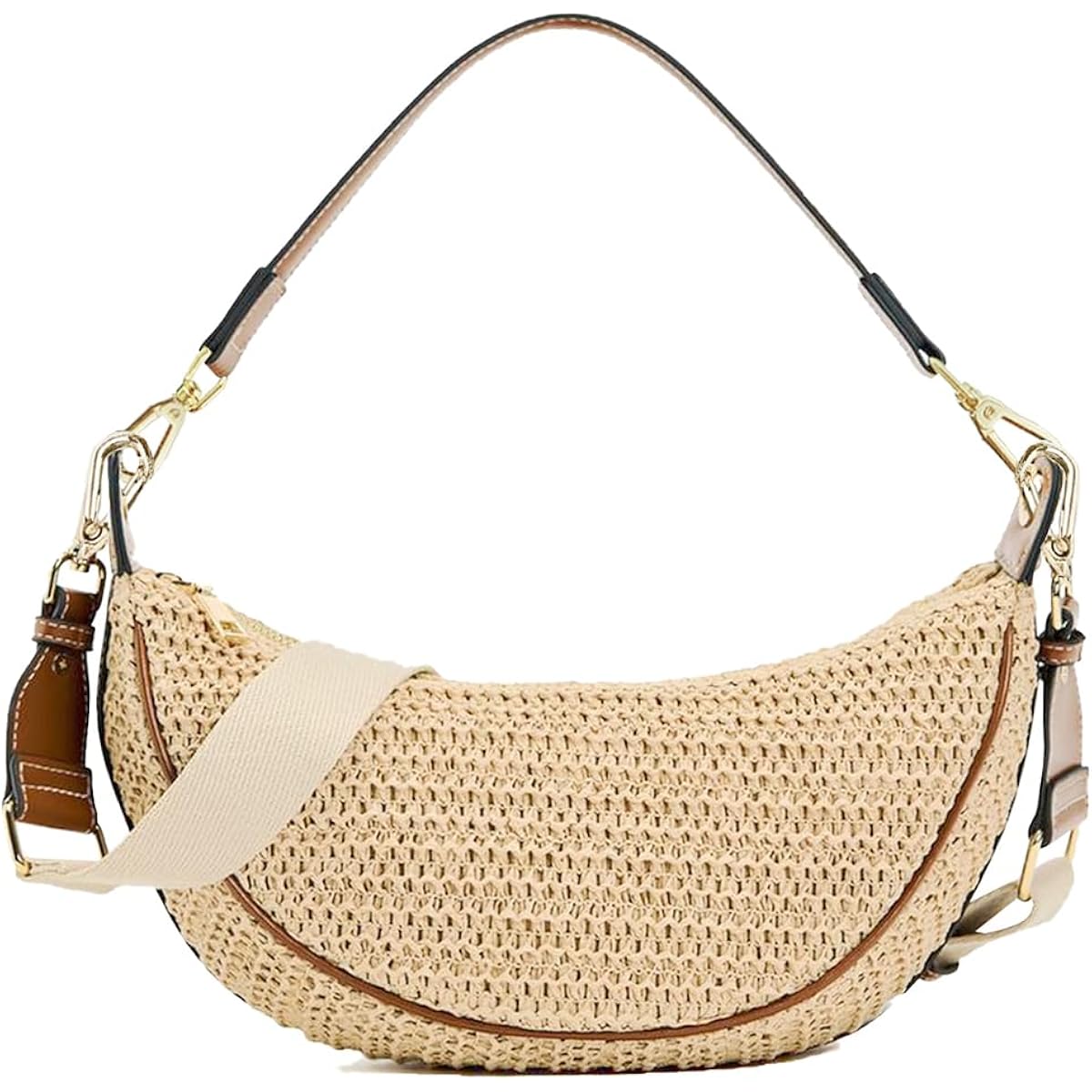 Straw Crossbody Bags for Women Beach Woven Hobo Handbag Summer Chic Crescent Shoulder Purses with Adjustable Strap 2026 | Breathable material
