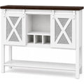 47" Farmhouse Coffee Bar Cabinet With Storage, Sideboard Buffet Table With Wine Rack And Sliding Barn Door, Liquor Cabinet For Kitchen Dining Room, White