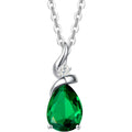 FANCIME 14K Solid White Gold Birthstone Pendant Necklace for Women with Diamond Pear Shaped Teardrop Necklace Birthday Gifts for Mom Women Sterling Silver Chain 16" + 2" Extender