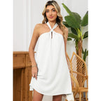 Ihot Women'S Halter Neck Mini Dress Sleeveless Boho Flowy A-Line Beach Vacation Sundress