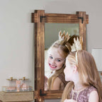 Memorecool Rustic Wood Mirror For Bathroom, Farmhouse Wall Mounted Vanity Mirror, Rectangular Wooden Framed Mirror For Bedroom Living Room Entryway, 30 X 20 Inch