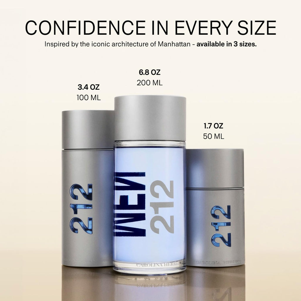 Carolina Herrera 212 Men Fragrance For Men - Timeless Scent - Warm Sandalwood - Fresh Notes - Beautifully Bright Fragrance - Energetic Green With Sensual Peppery Spices - Edt Spray - 1.7 Oz