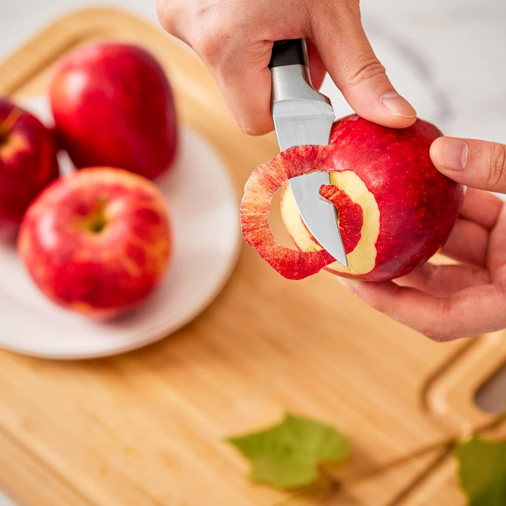 Bird Beak Paring Knife, 2.75 Inch Razor-Sharp Pro Tourné Knife | German High Carbon Steel Curved Peeling Knife For Round Fruit, Coring & Precision Garnishing, Ergonomic Full-Tang Handle