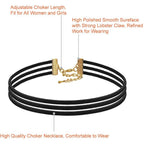 PAXCOO 10PCS Black Velvet Choker Necklaces with A Stroage Bag for Women