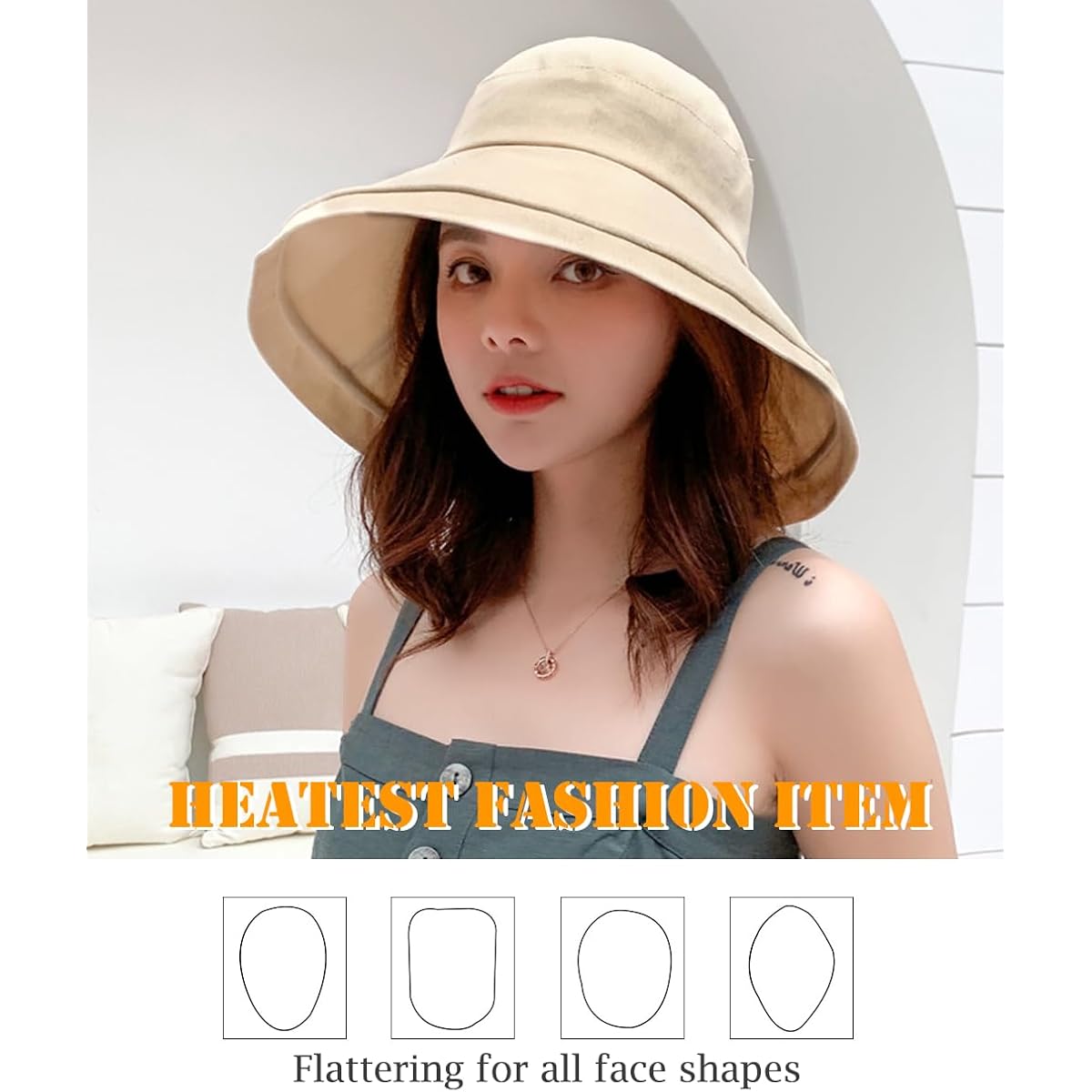 Wide Brim Sun Hat for Women, UV Protection Bucket Hat with Adjustable Strap, Packable Travel Friendly Summer Hat