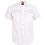 Mens Western Cowboy Pearl Snap Short Sleeve Casual Two Pockets Work Solid Derss Button Up Wrinkle Free Shirts