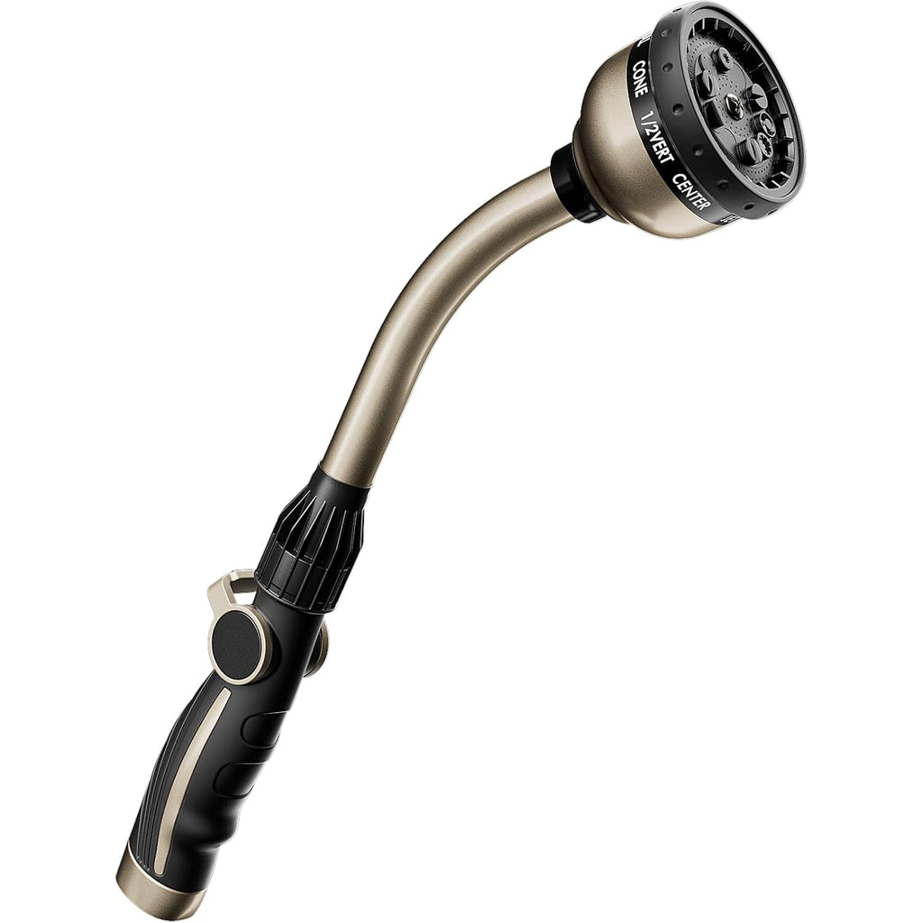 Restmo Watering Wand Heavy Duty, 15-Inch Long Hose Nozzle Sprayer | 10 Spray Patterns & Thumb Flow Control, Metal Garden Hose Wand For Water Hanging Baskets And Shrubs, Bronze