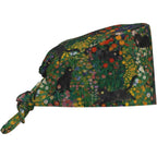 Unisex Adjustable Scrub Caps Elastic Surgical Cap for Men Women Nurse Working Cap with Sweatband Floral Cats