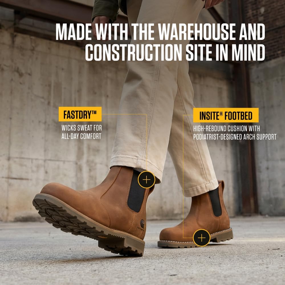 Carhartt Women'S Frontier Water-Resistant Chelsea Steel Toe Boots For Women - Lightweight Eva Midsole, Durable Rubber Outsole And Cushion Footbed