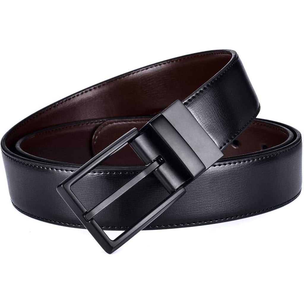 Beltox Fine Men'S Dress Belt Leather Reversible 1.25" Wide Rotated Buckle Gift Box