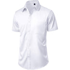 J.Ver Mens Short Sleeve Dress Shirts Solid Wrinkle Free Casual Button Down Shirt With Pocket