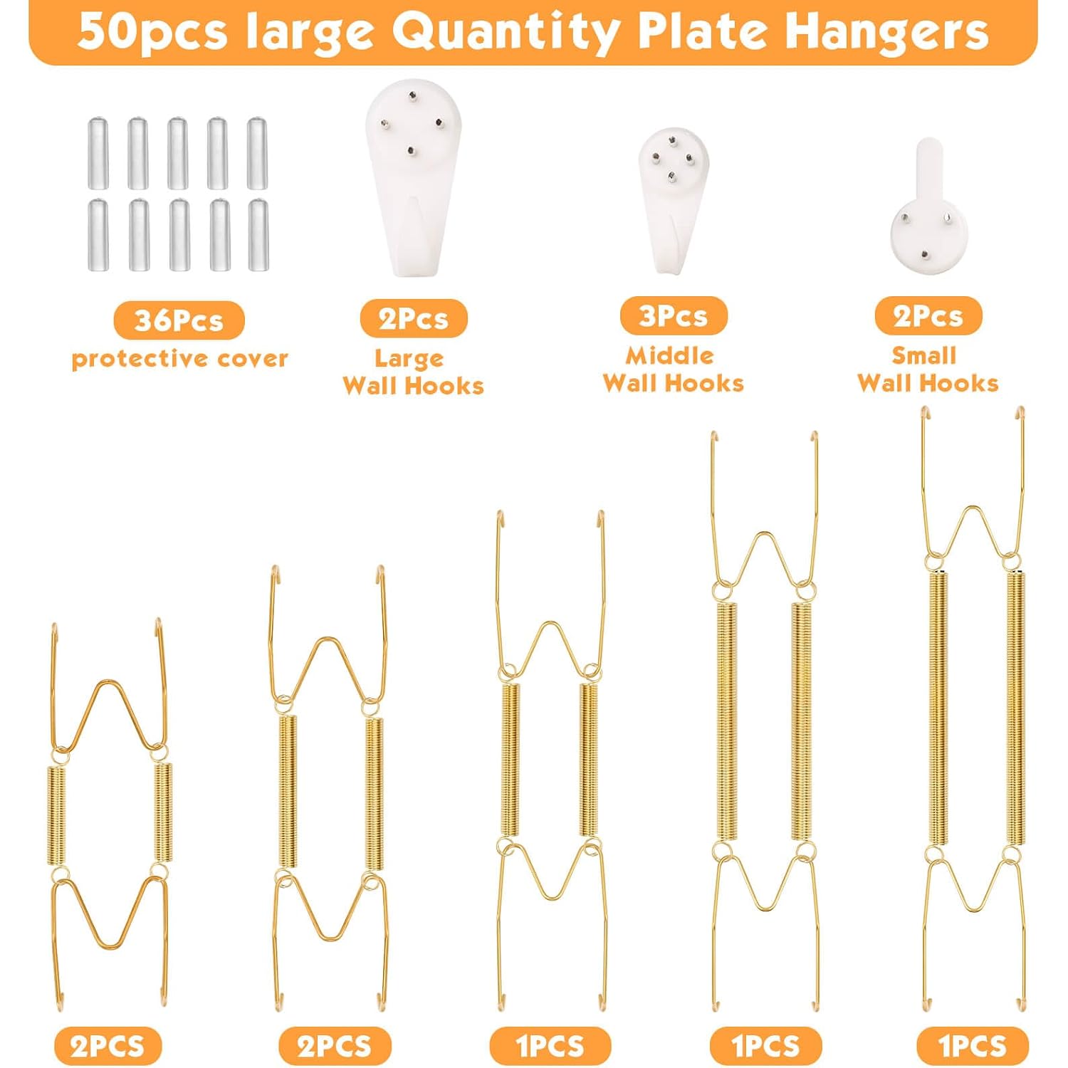 7 Pcs Plate Hangers For The Wall, 4/6/8/10/12 Inch Invisible Decorative Wall Plate Hangers, Stainless Steel Plates Walls Hanger For Display Various Sizes With Hooks For Decorative