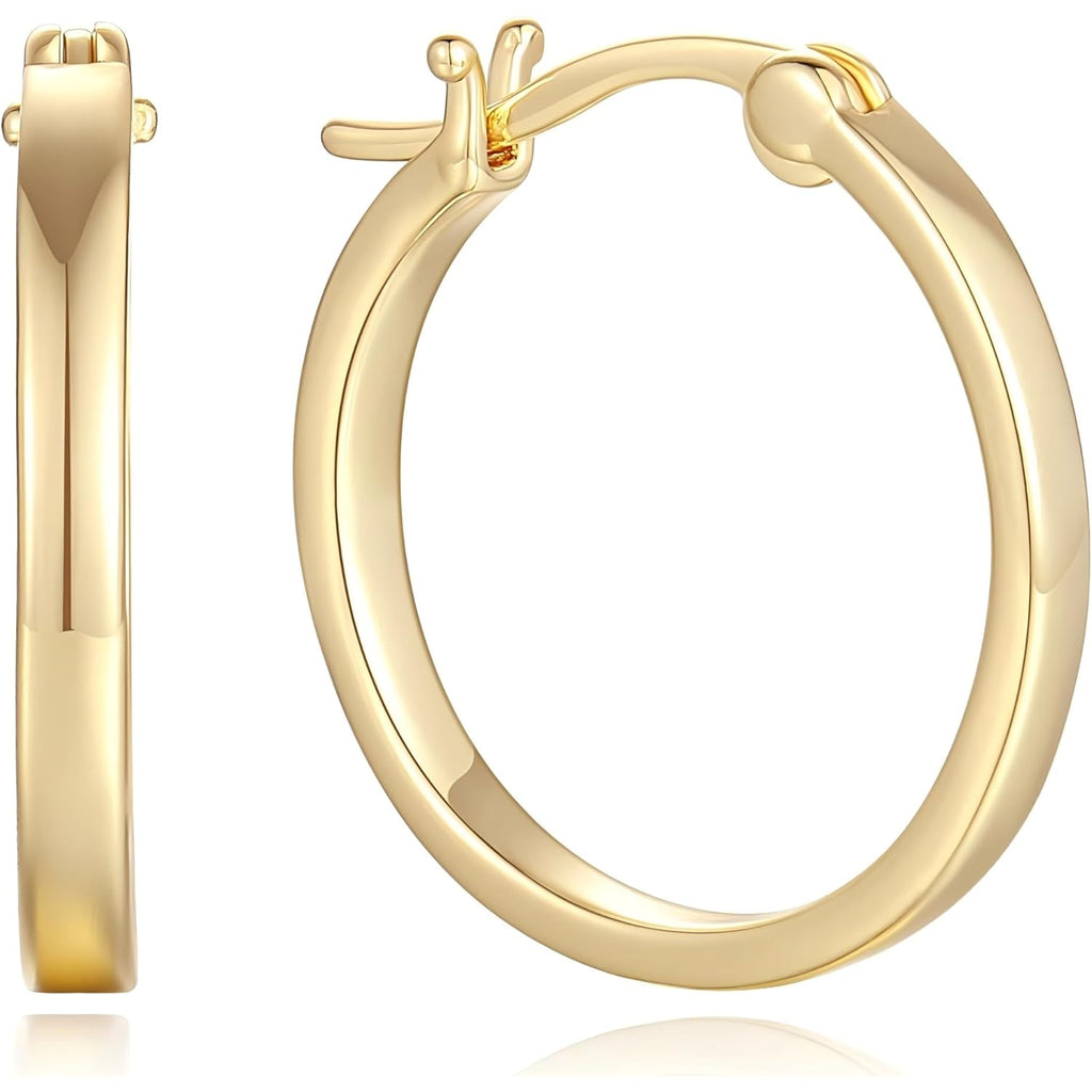 14K Gold Hoop Earrings for Women Gold Earrings for Women Lightweight Classic Square Tube Earrings Women
