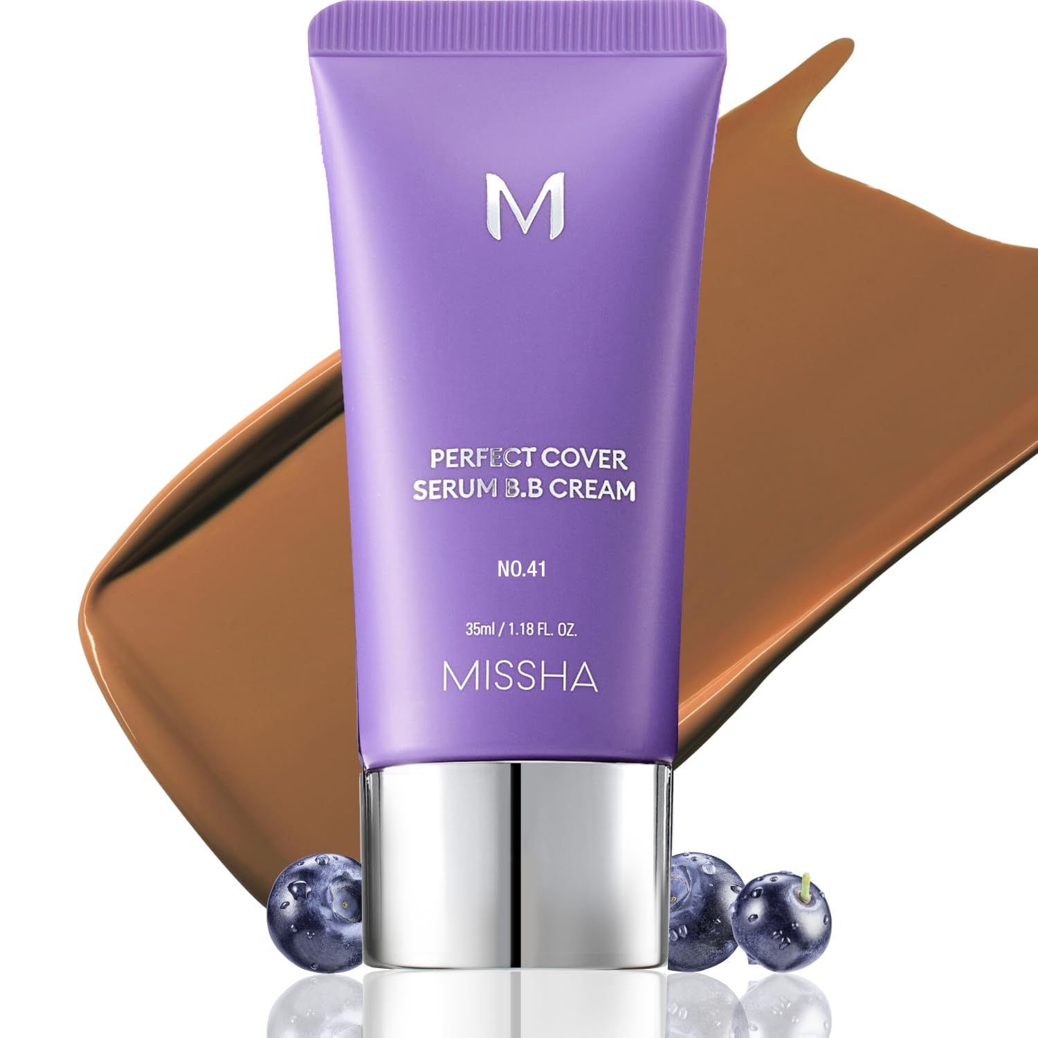 MISSHA M PERFECT COVER SERUM BB CREAM No.41 Medium Tan- Tan/Deep with Warm Undertone, Skin Tint, Tinted Moisturizer, Skin Care Foundation Makeup, Korean Makeup,1.18 Fl oz
