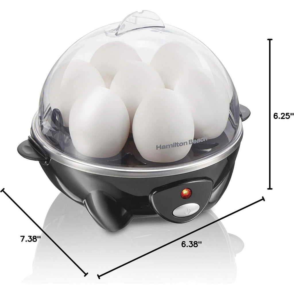 Hamilton Beach 3-In-1 Electric Egg Cooker For Hard Boiled Eggs, Poacher Eggs, Omelet Maker & Vegetable Steamer, Holds 7, Black (25507)