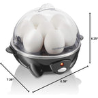 Hamilton Beach 3-In-1 Electric Egg Cooker For Hard Boiled Eggs, Poacher Eggs, Omelet Maker & Vegetable Steamer, Holds 7, Black (25507)