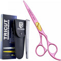 X400 Professional Barber Scissors 6.5” – Pink Hair Cutting Shears For Men & Women Japanese Stainless Steel, Adjustable Tension Screw, Ergonomic Handle Includes Comb & Leather Case