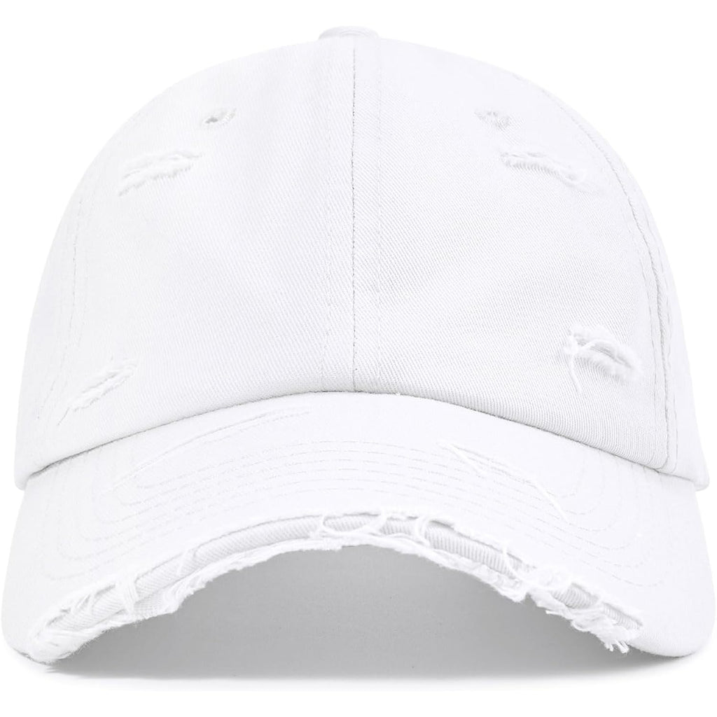 Baseball Cap Women Men Vintage Washed Distressed Hats Adjusted Cotton Dad Hat Adjustable Trucker Headwear White