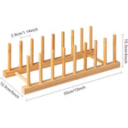 Hblife 2Pcs Bamboo Dish Plate Bowl Cup Book Pot Lid Cutting Board Drying Rack Stand Drainer Storage Holder Organizer Kitchen Cabinet（Keep Dry）