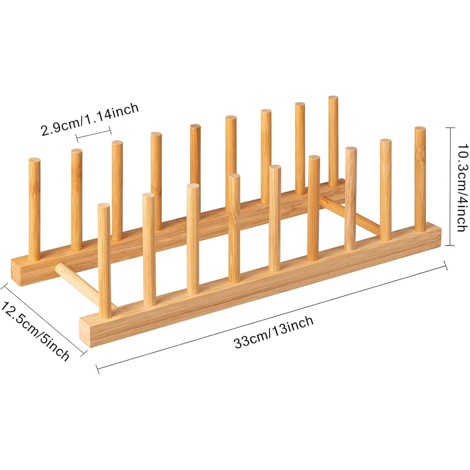 Hblife 2Pcs Bamboo Dish Plate Bowl Cup Book Pot Lid Cutting Board Drying Rack Stand Drainer Storage Holder Organizer Kitchen Cabinet（Keep Dry）