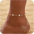 RLMOON Gold Silver Anklets for Women CZ Ankle Bracelet 14K Gold Plated Waterproof Layered Stackable Tennis Dot Chain Anklet Trendy Summer Beach Foot Jewelry