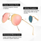SUNGAIT Women's Lightweight Oversized Aviator Sunglasses - Mirrored Polarized Lens Classic Style 01 2026 Rose Gold Frame/Pink Mirror Lens