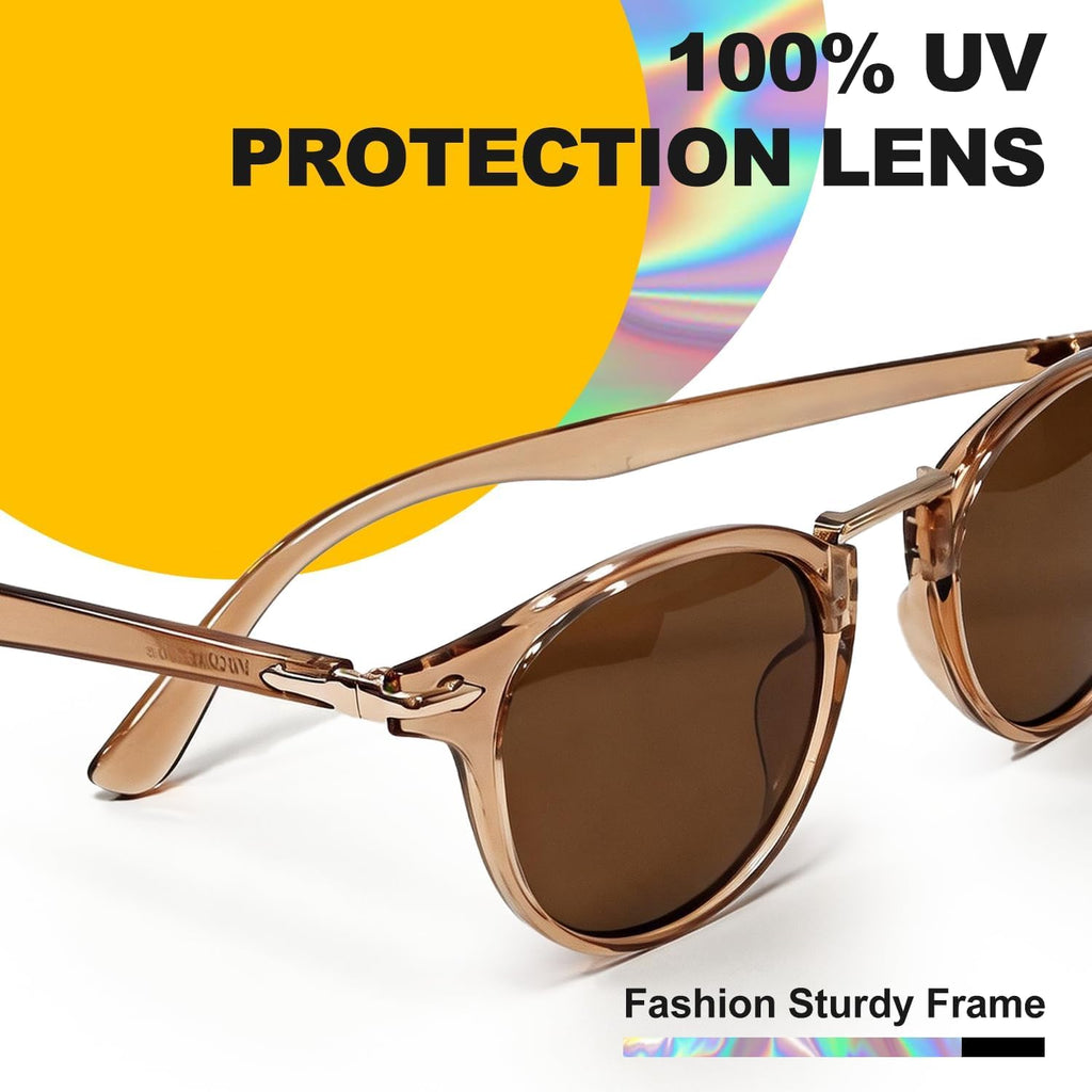 Visoone Classic Round Sunglasses For Women Men Retro Metal Bridge Uv400 Protection Dora