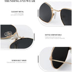 Kaliyadi Sunglasses For Women And Men, Polarized Square Uv Protection, Trendy Metal Frame Hexagon Sunglasses